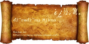 Örmény Miksa névjegykártya